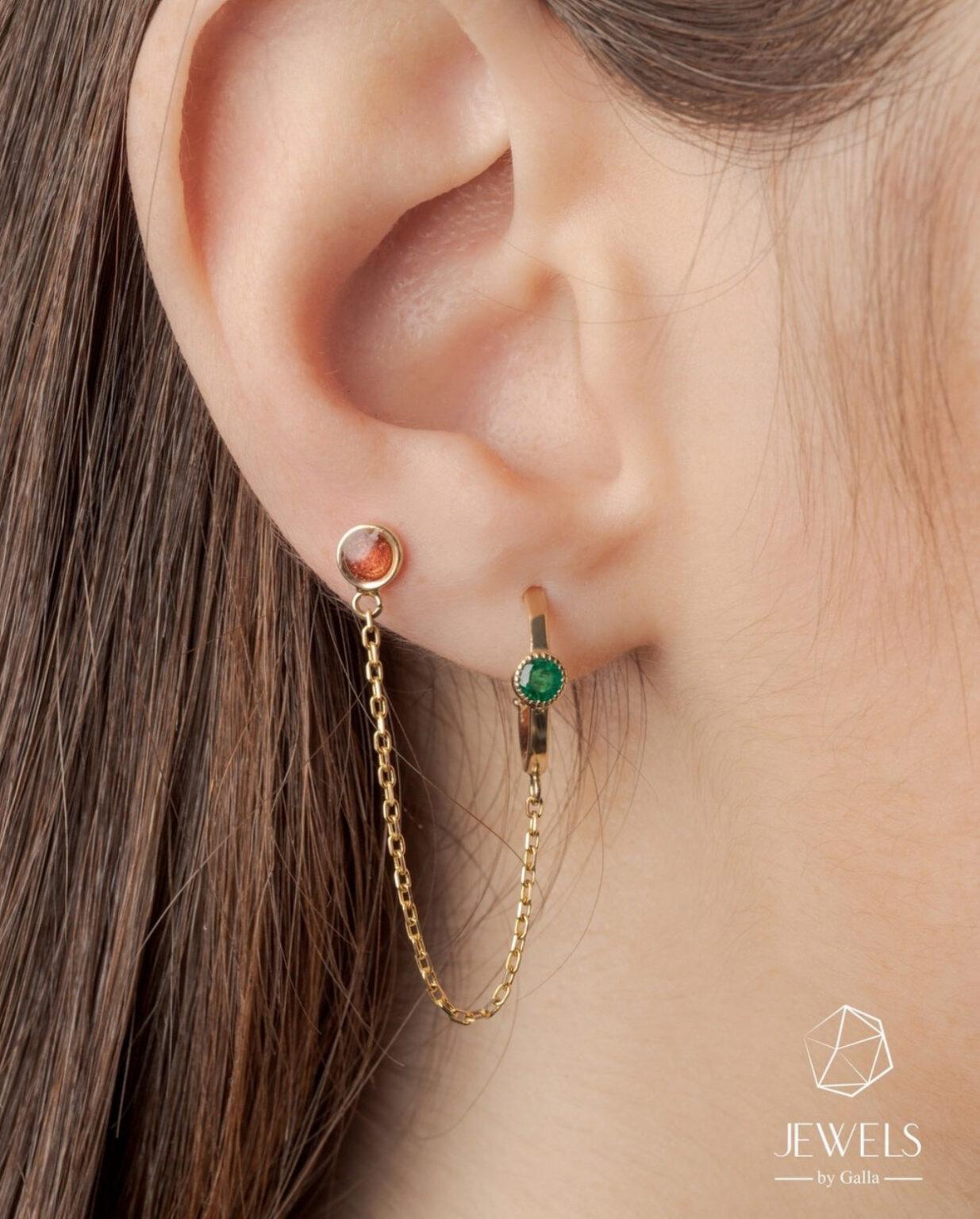 Chain Hoops (Emerald and Ruby) - Image 2
