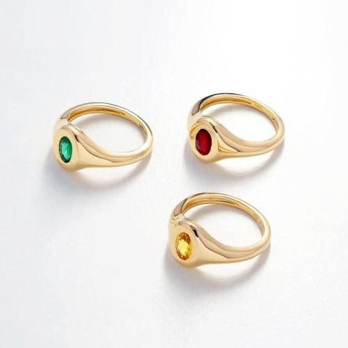 ⁦Yellow Sapphire Oval Signet Ring⁩ - الصورة ⁦2⁩