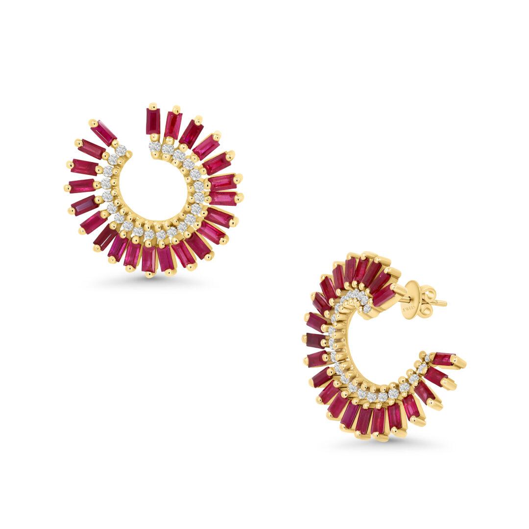 Radiant Crest Ruby & Diamond Earrings