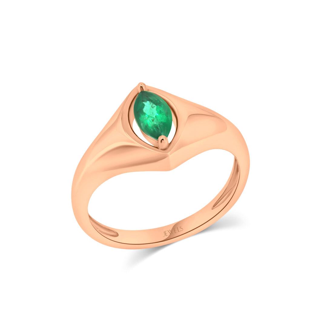 Emerald Eye Signet Ring