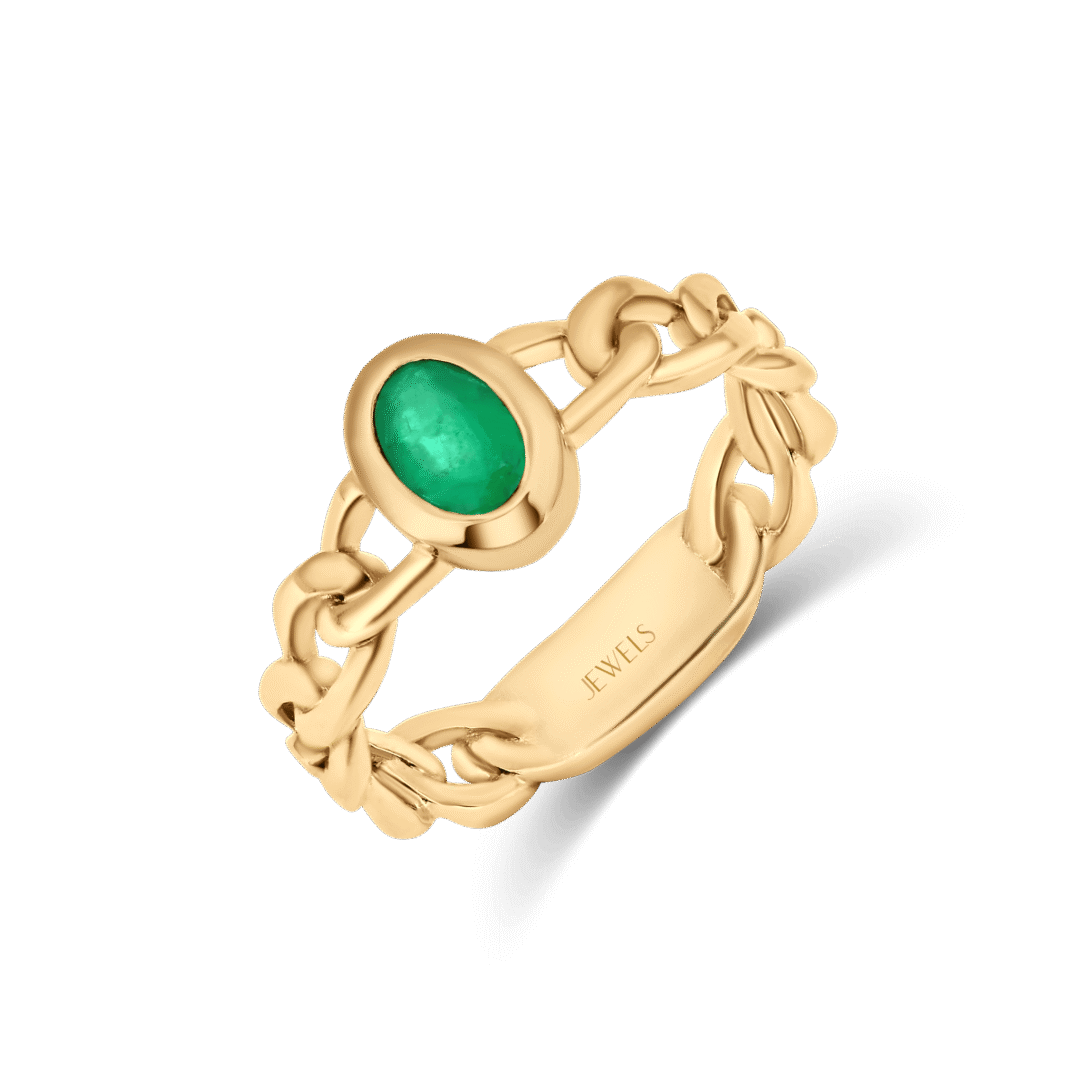 Green Enigma Chain Ring (Emerald, 18K Gold)