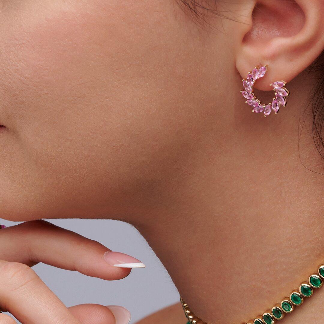 Floral Pink Earrings - Image 2