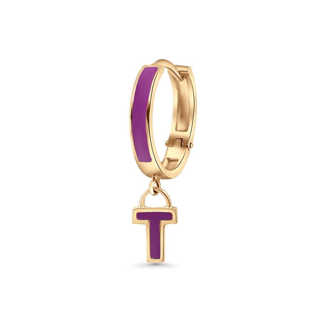 “T” Enamel Initial Earrings