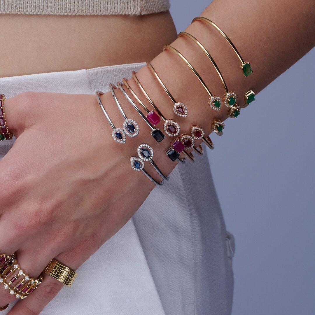 Sapphire Sleek Oval Cuff - Image 2
