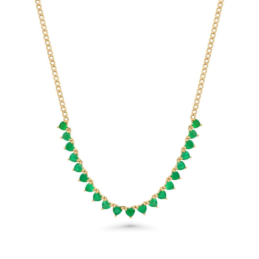 Heart Shapes Emerald Necklace