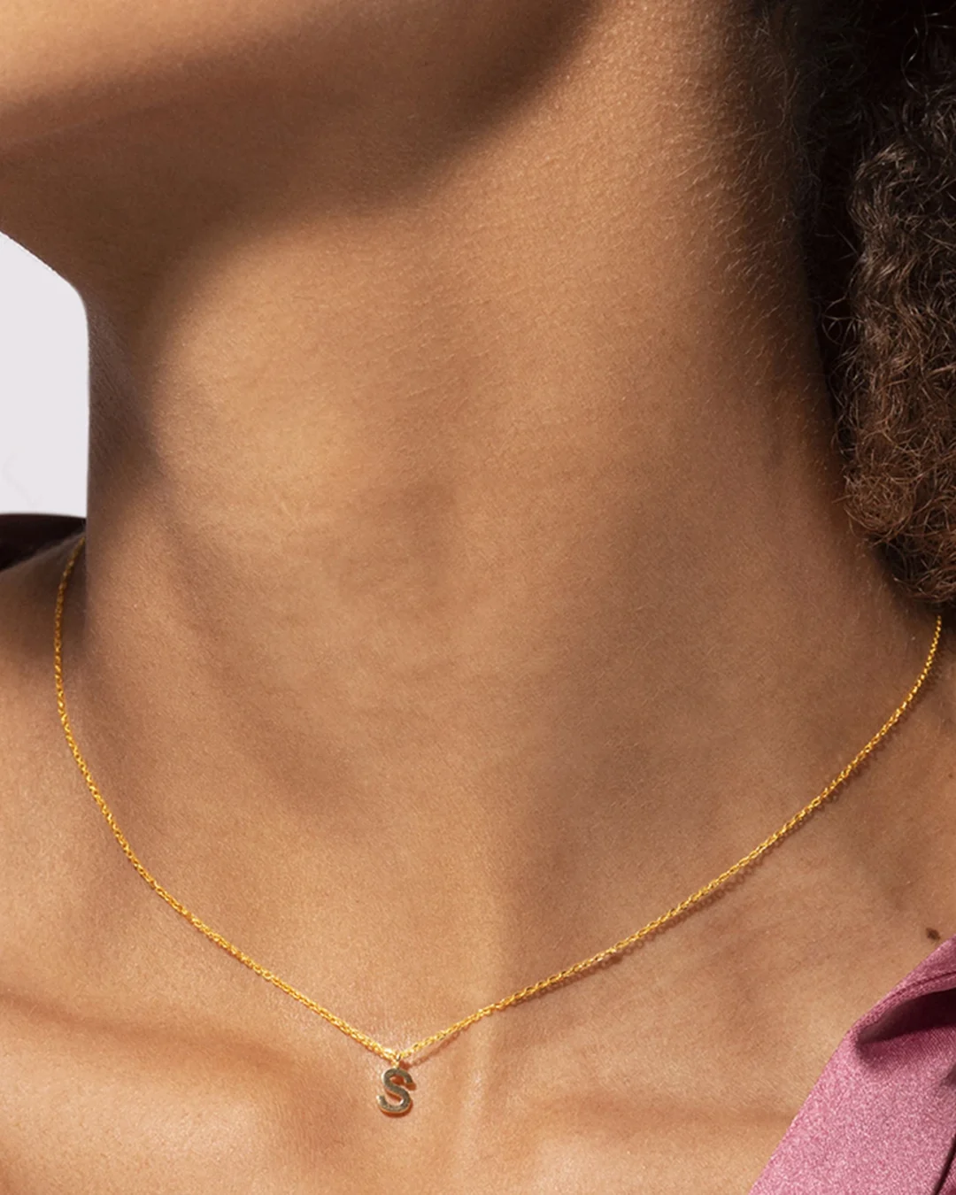 Letter S Minimal Necklace