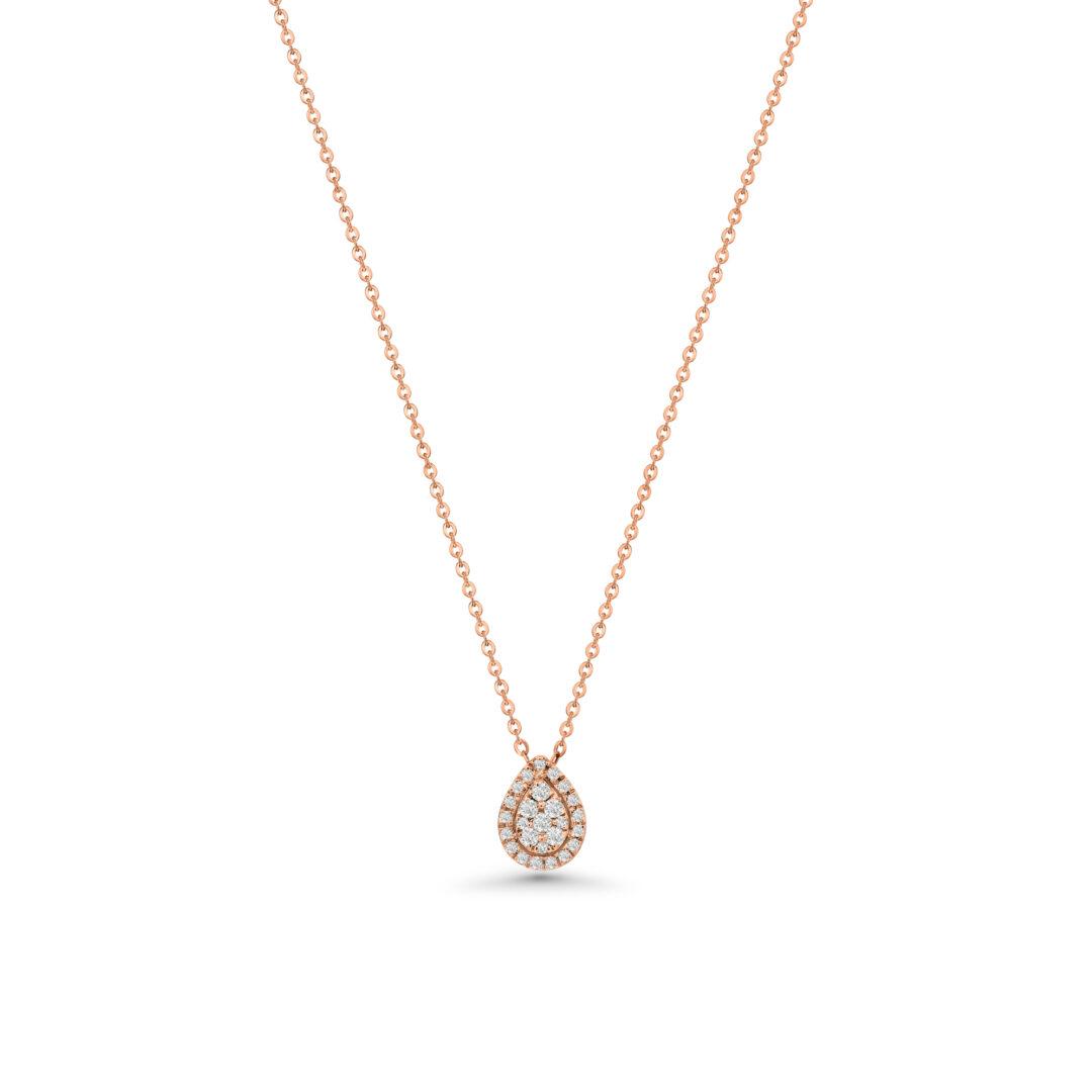 Rose & White Gold Pear Shape Diamond Necklace