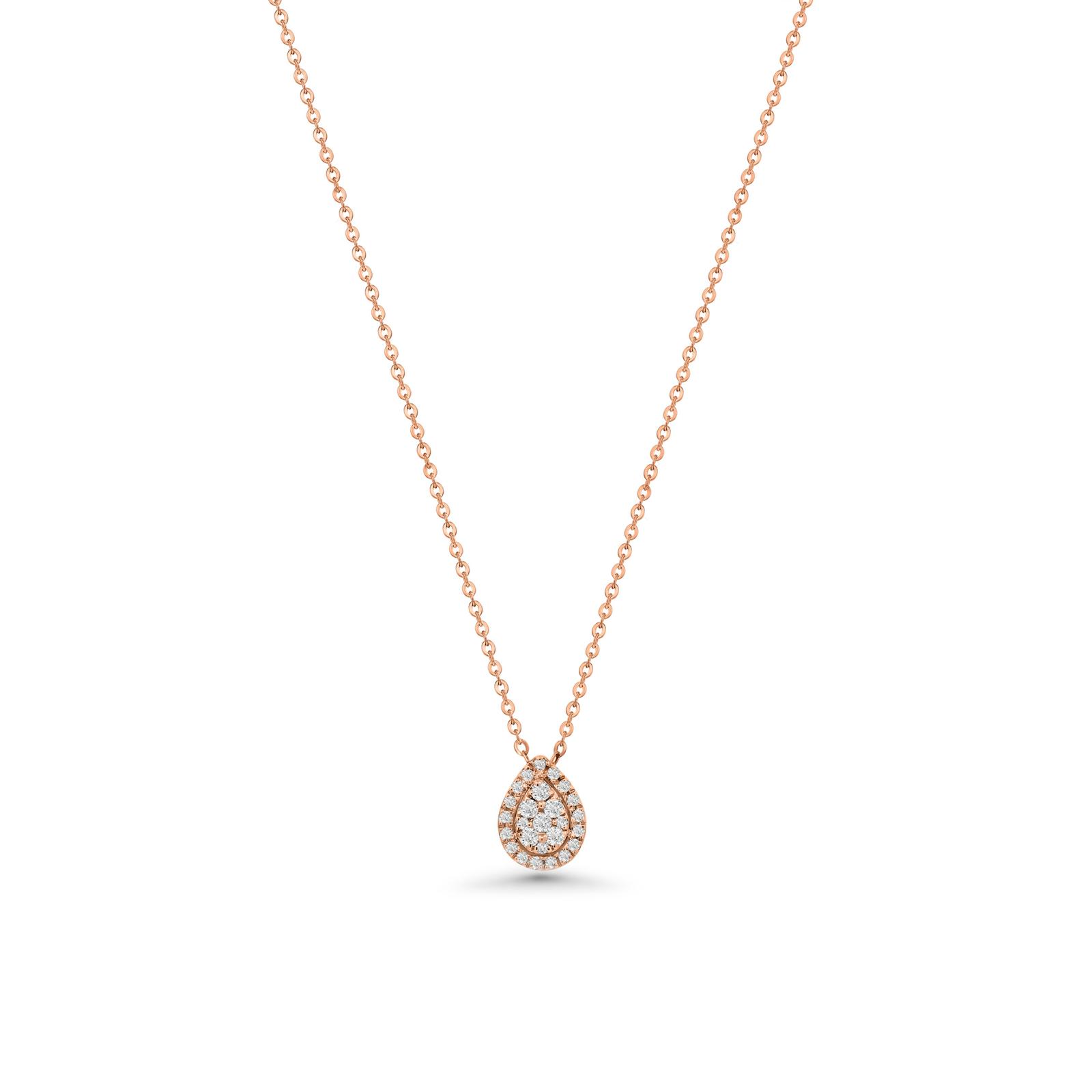 Rose & White Gold Pear Shape Diamond Necklace