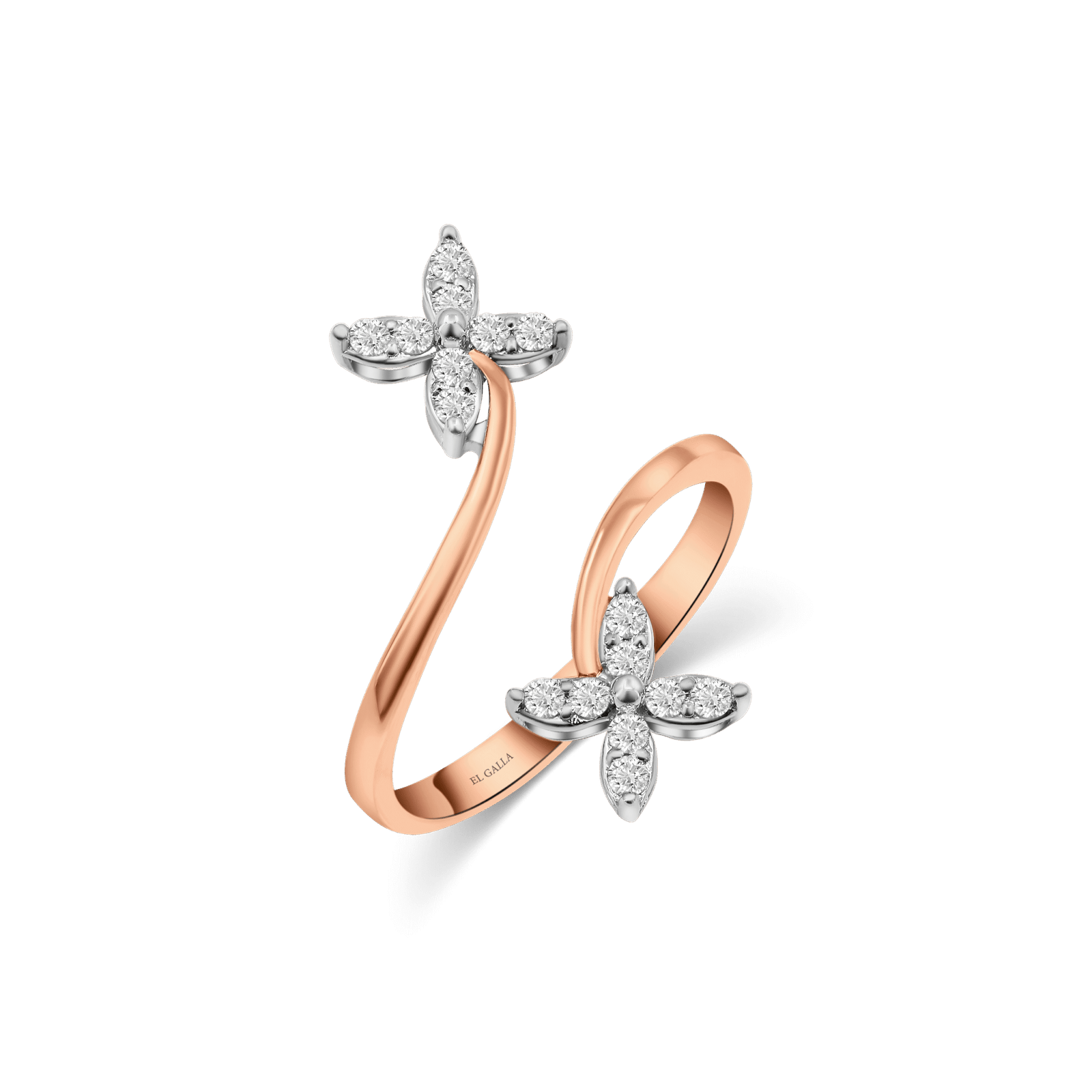 Rose Gold Butterfly Embrace Ring