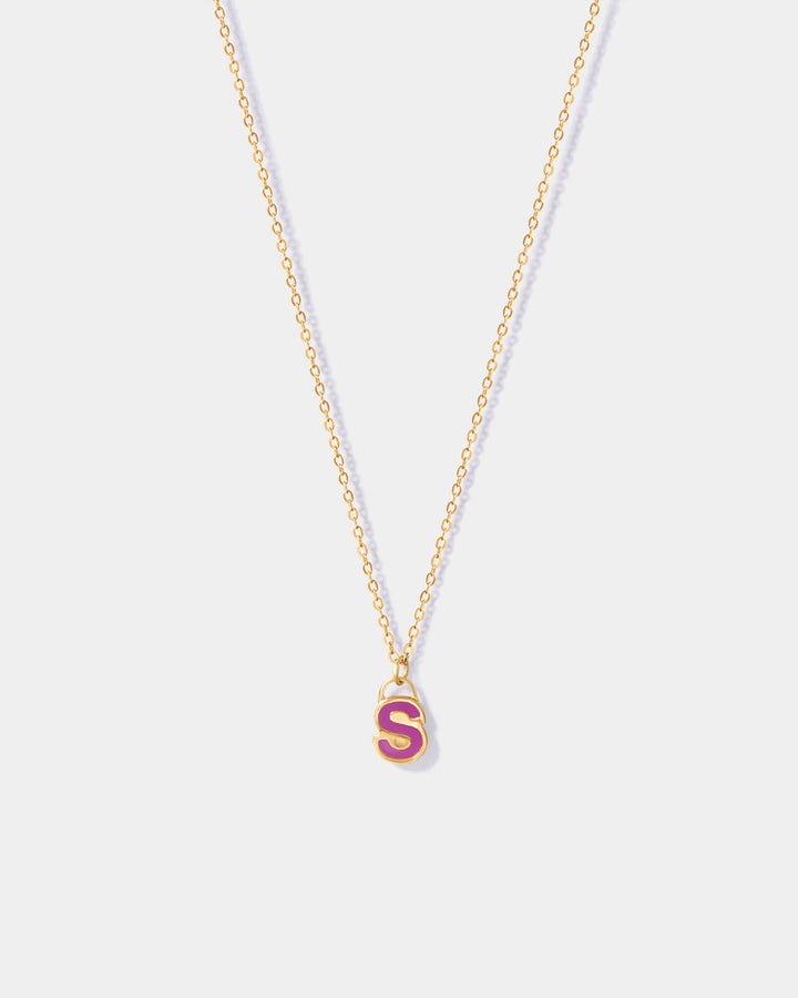 Letter S Enamel Necklace