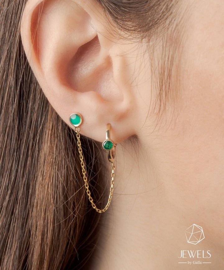 Chain Hoops (Emerald)