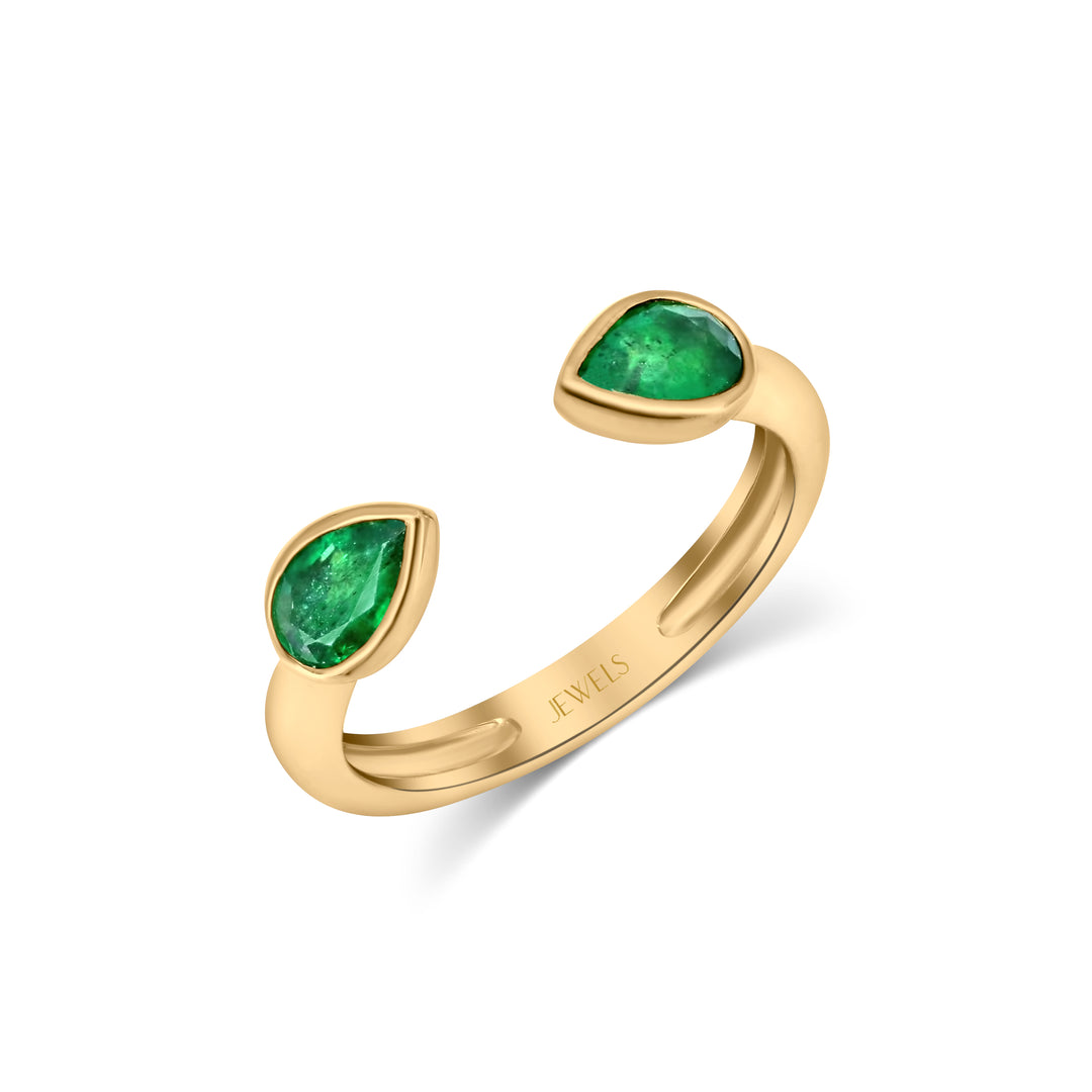 Double Delight Emerald Pear Ring