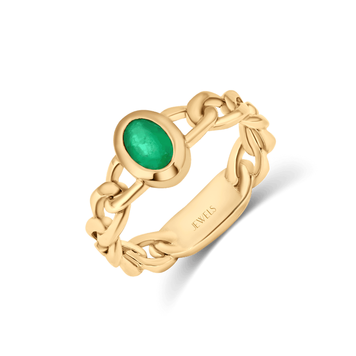 Green Enigma Chain Ring (Emerald, 18K Gold)