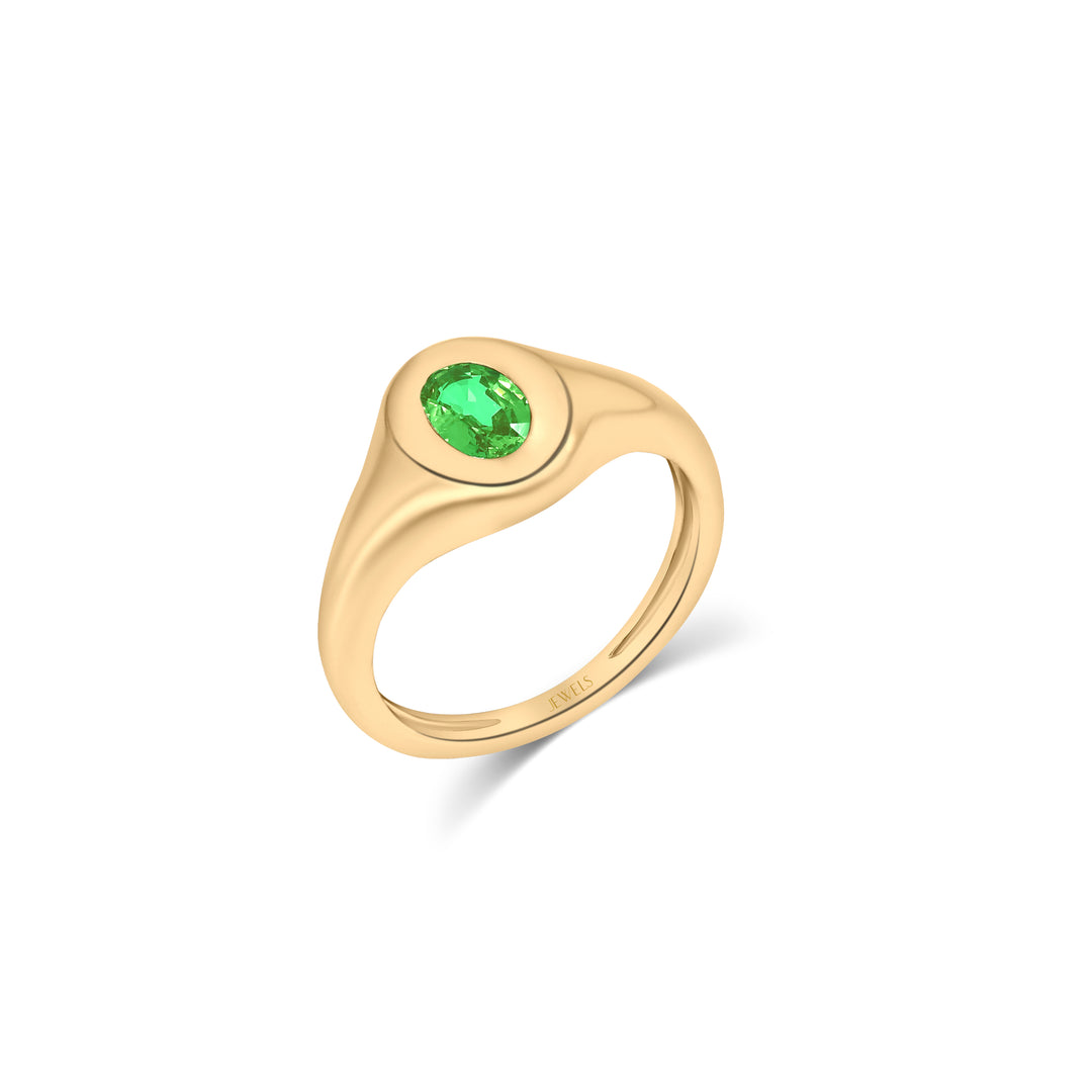 Signet Emerald Oval Ring