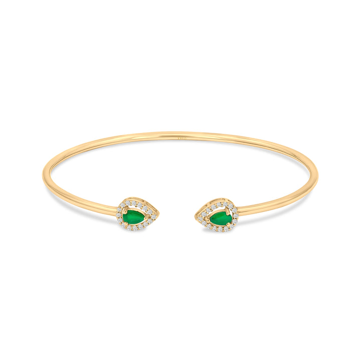 Sleek Emerald Pear Shape Cuff Bangle