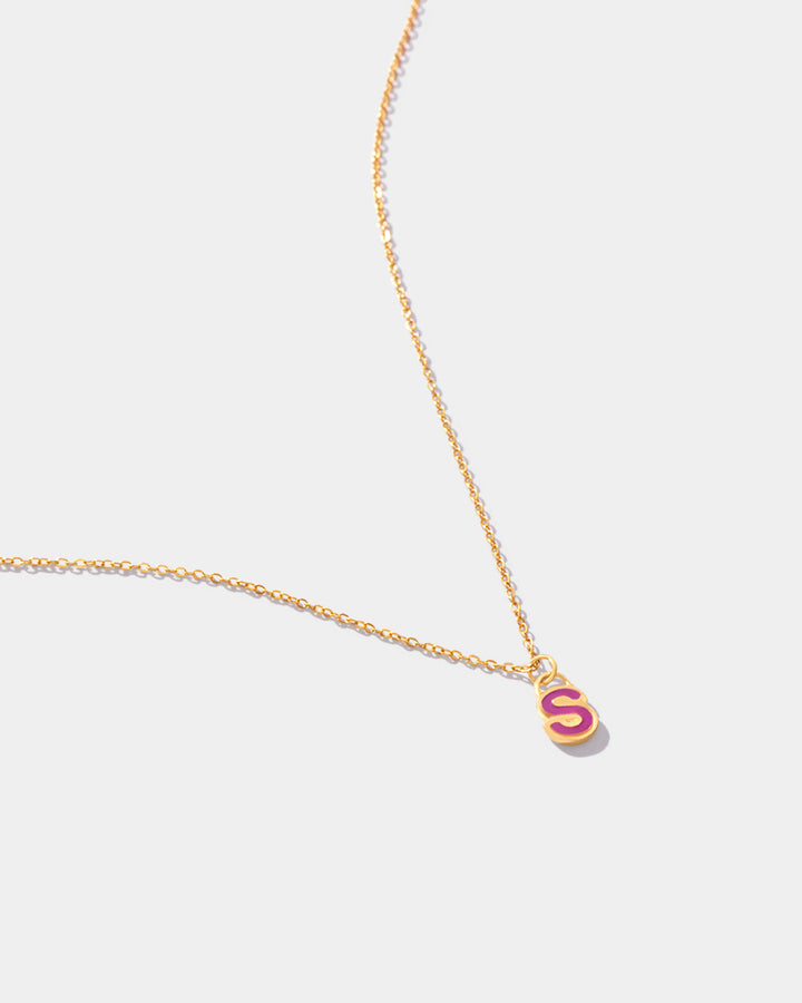 Letter S Enamel Necklace