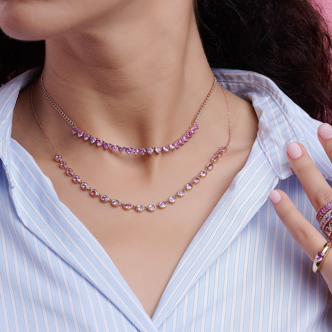 Pink Sapphire Ovals Necklace