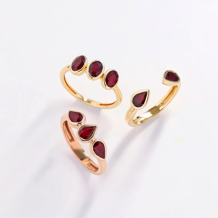 Ruby Droplet Open Ring