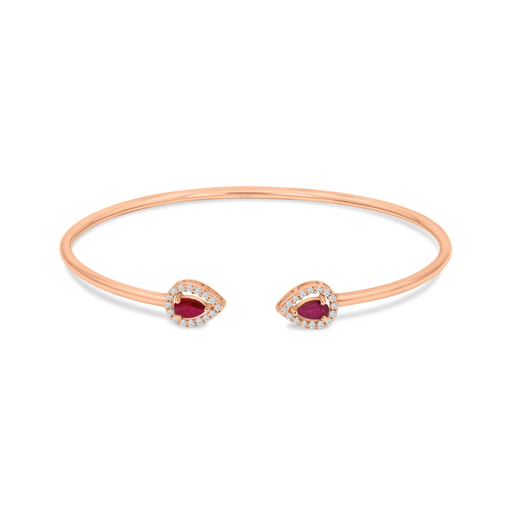 Rose Gold & Ruby Open Cuff Bangle