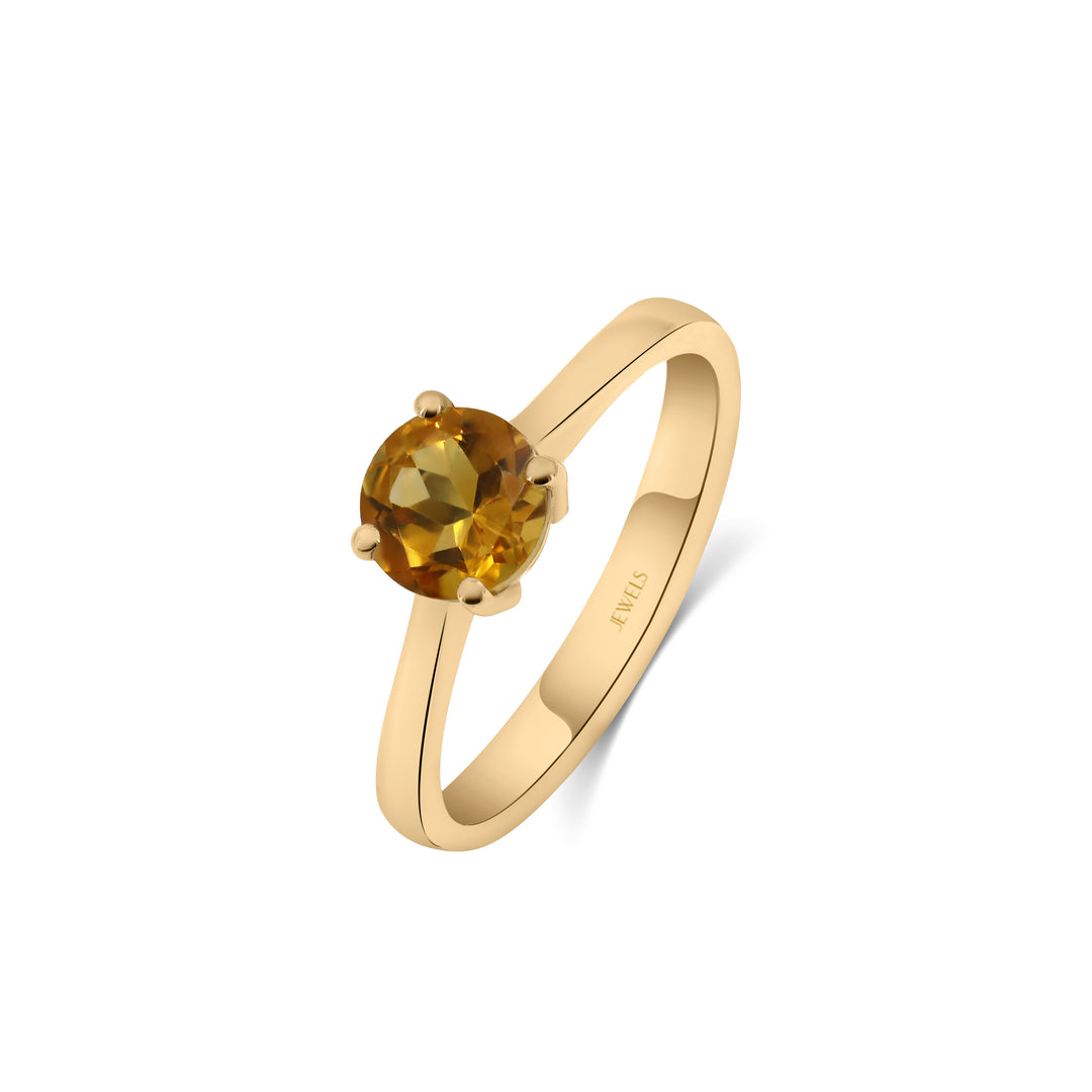 Golden Glow Citrine Solitaire Ring