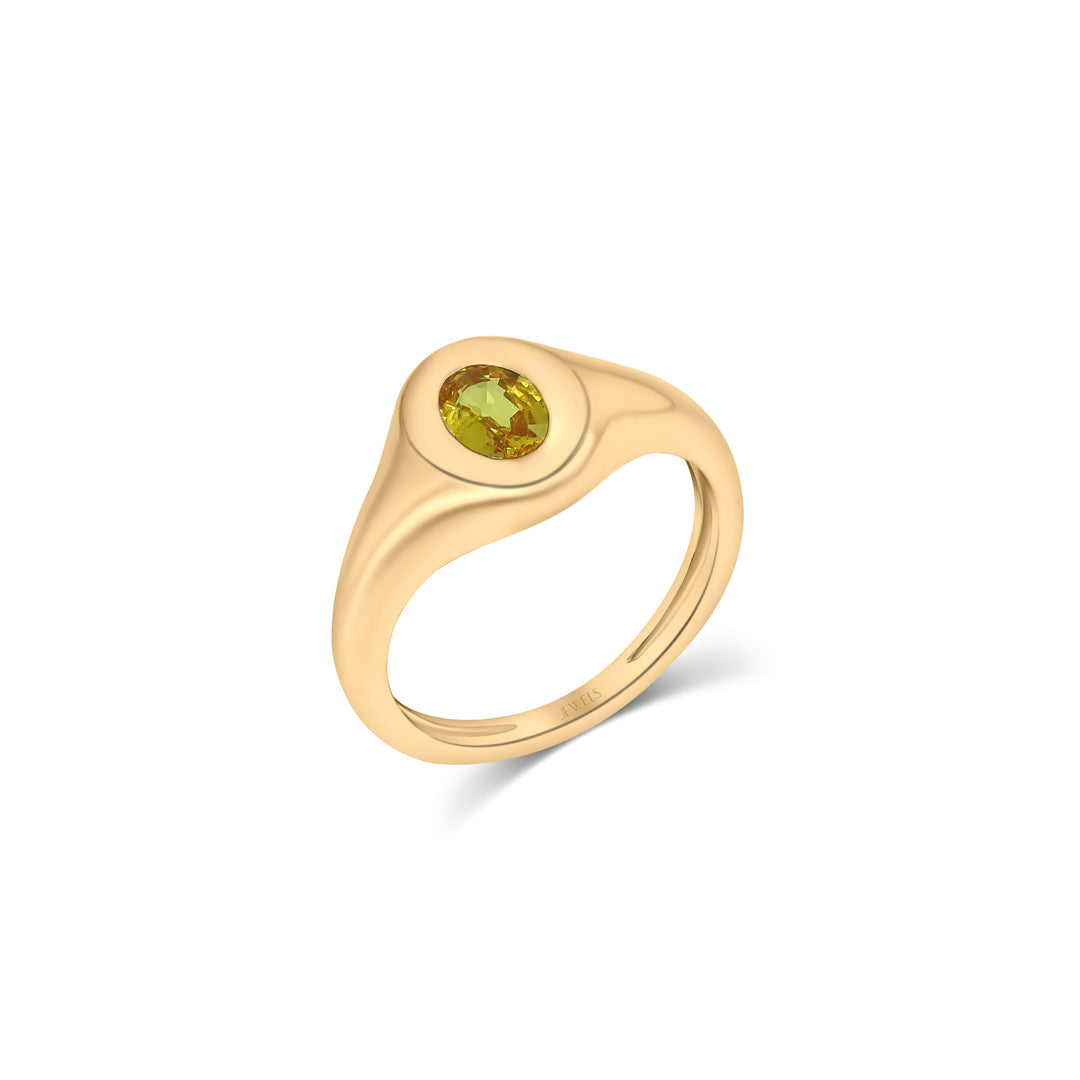 Yellow Sapphire Oval Signet Ring