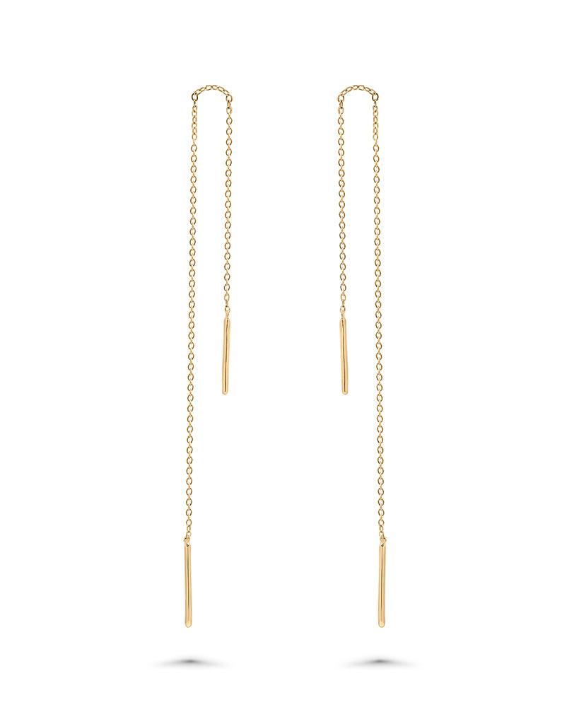 Threader Chain Earrings - Vertical Bars