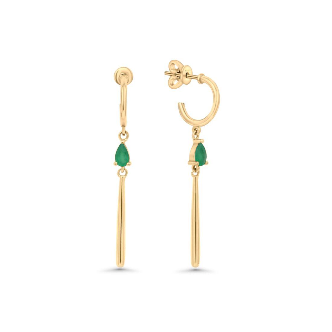 Linear Emerald Love Earrings