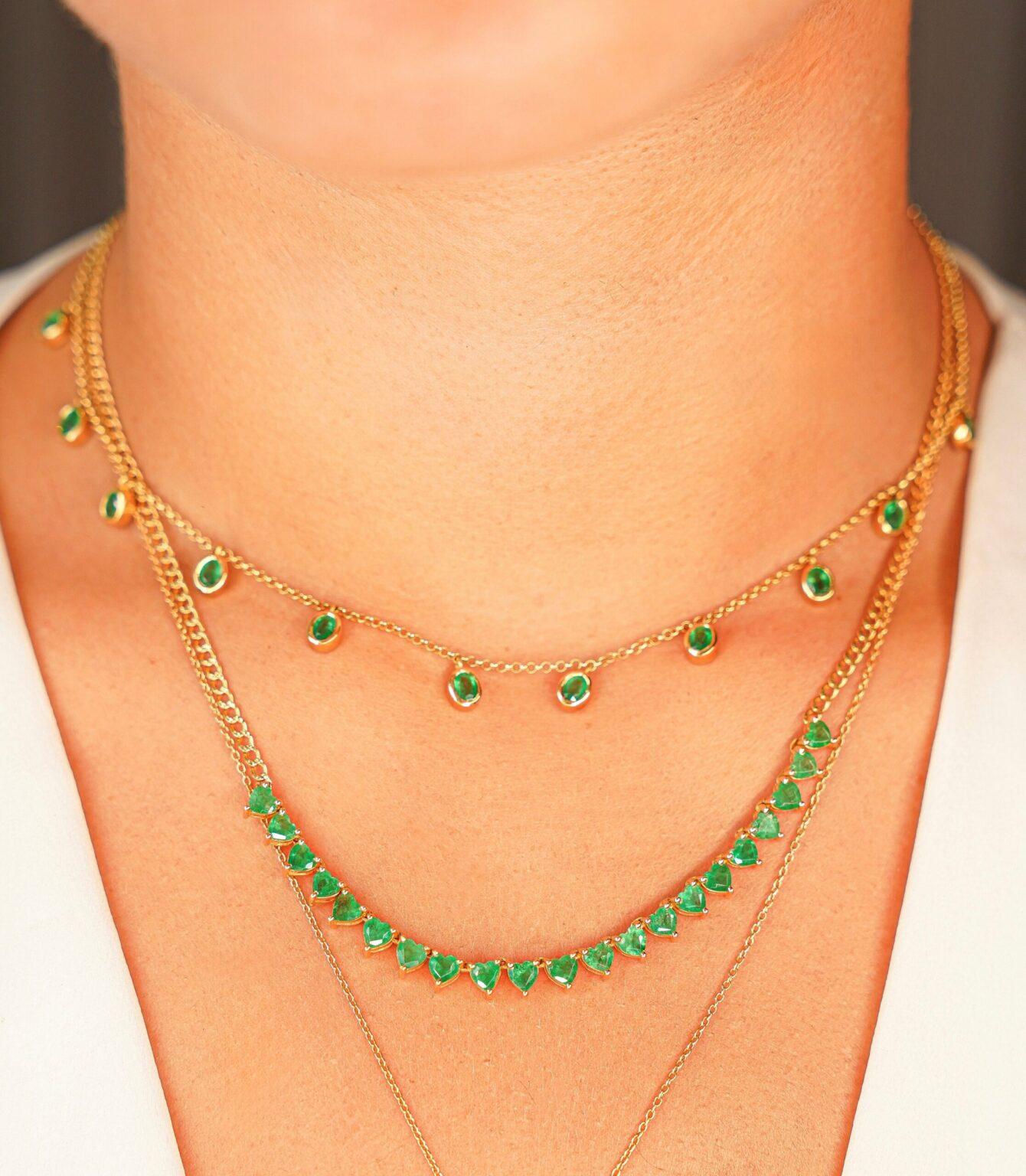 Heart Shapes Emerald Necklace - Image 2