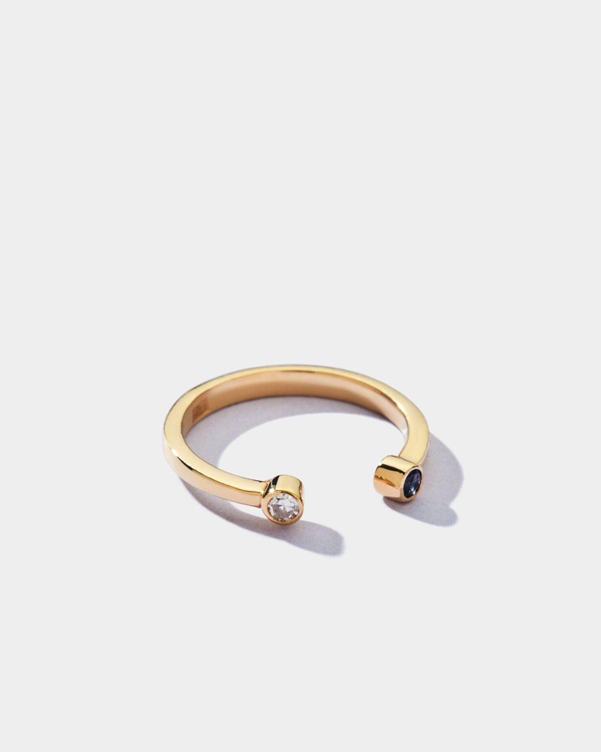 ⁦Gemini Band Sapphire & Diamond⁩ - الصورة ⁦2⁩