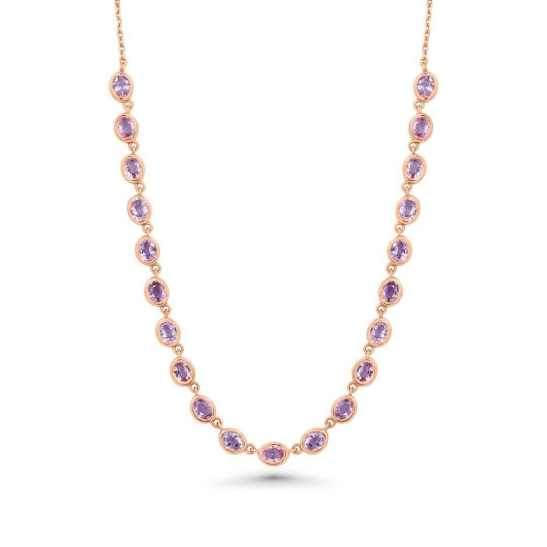 Pink Sapphire Ovals Necklace