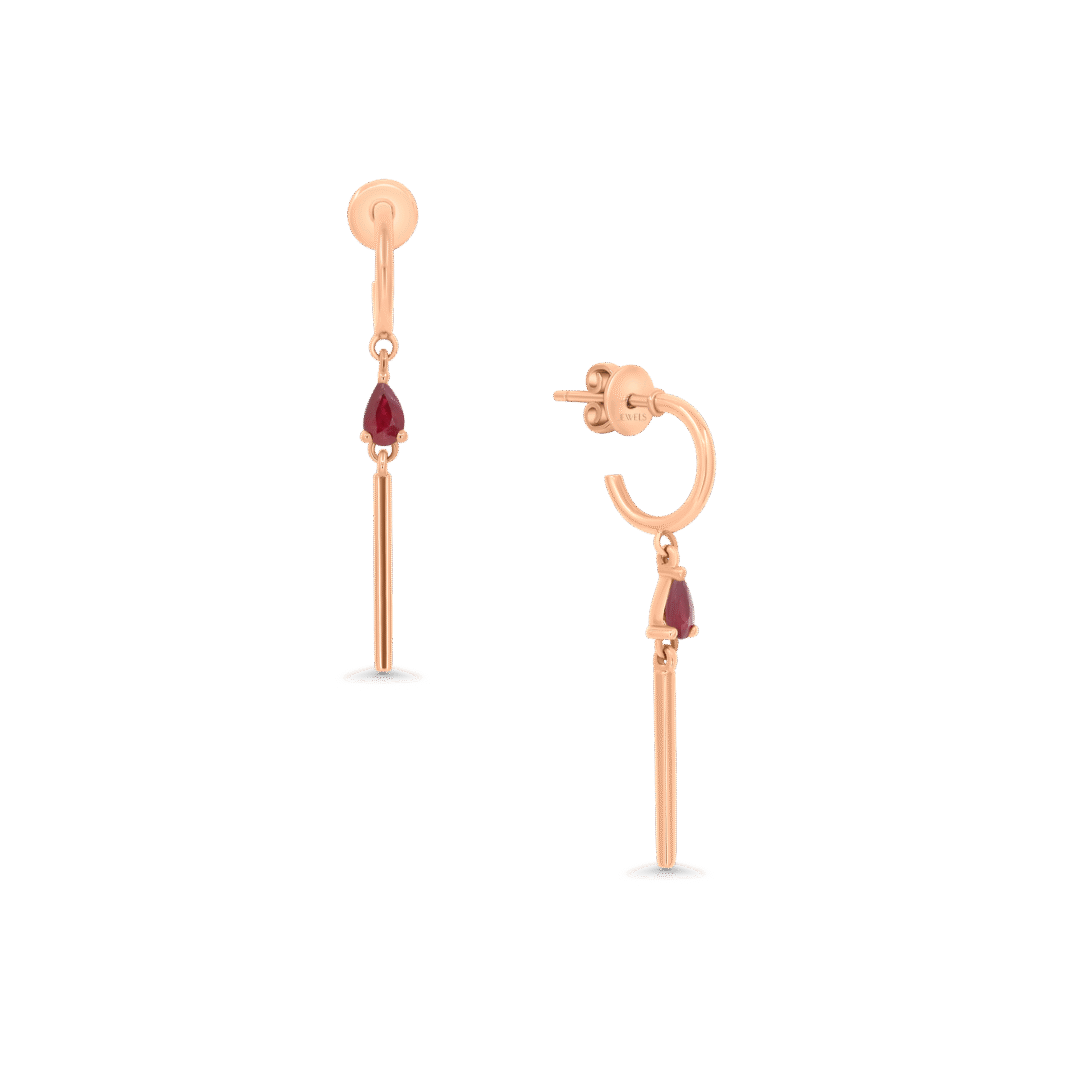 LINEAR RUBY LOVE EARRINGS