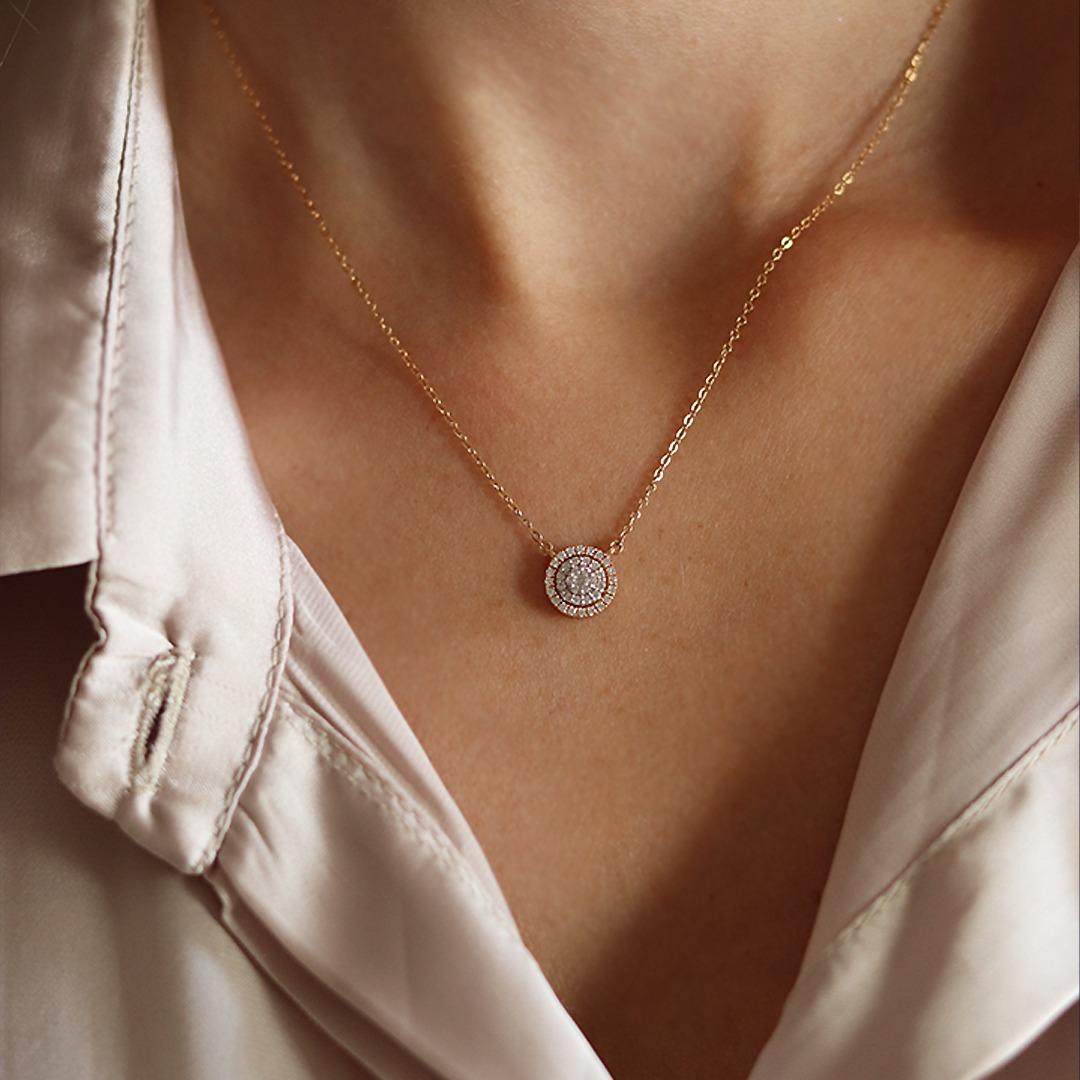 Two Tone Round Shape Sparkle Necklace