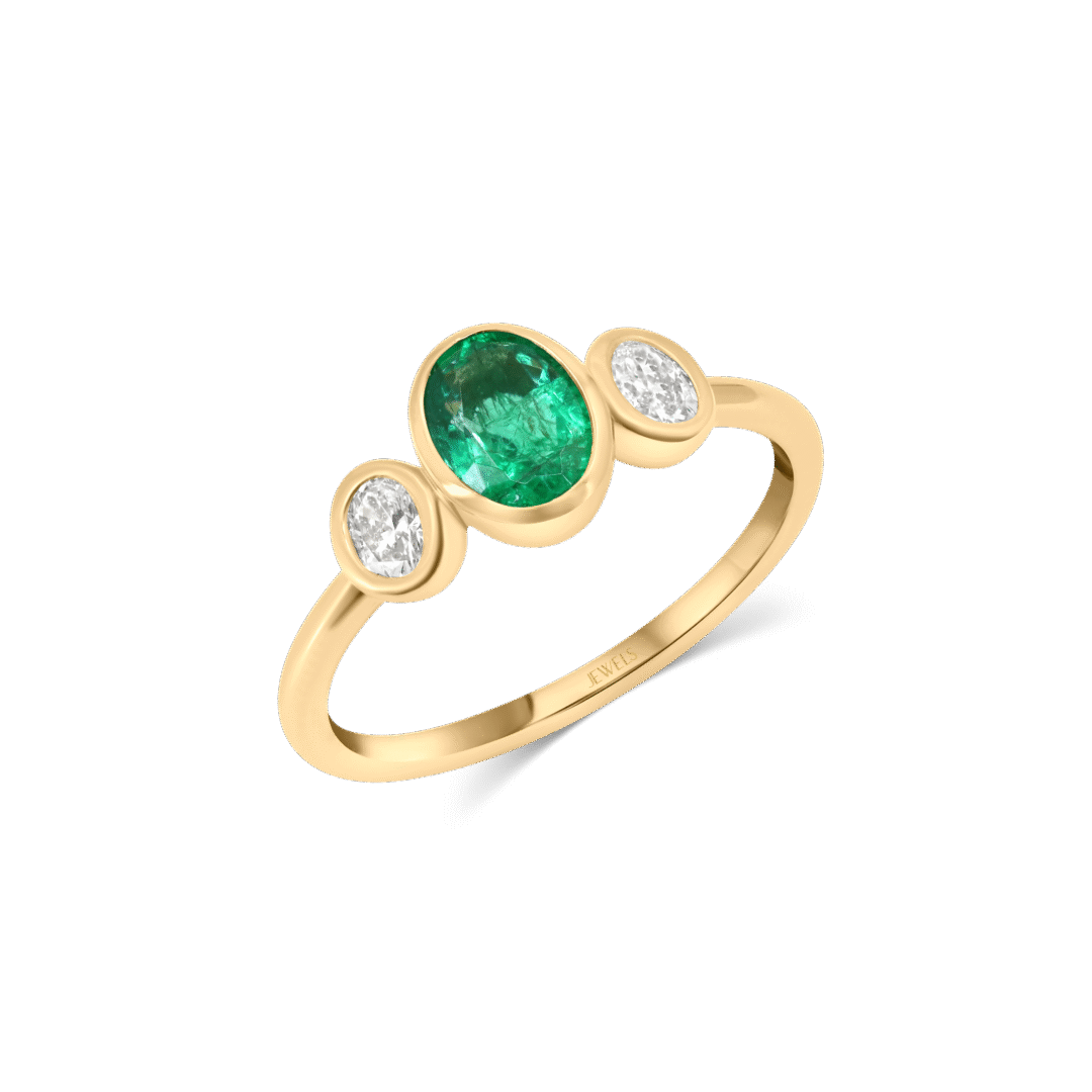 Emerald Glow Trio Ring