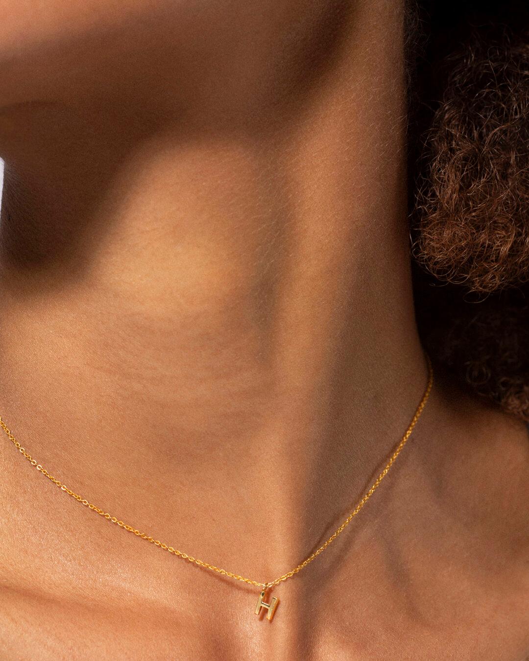 Letter H Minimal Necklace