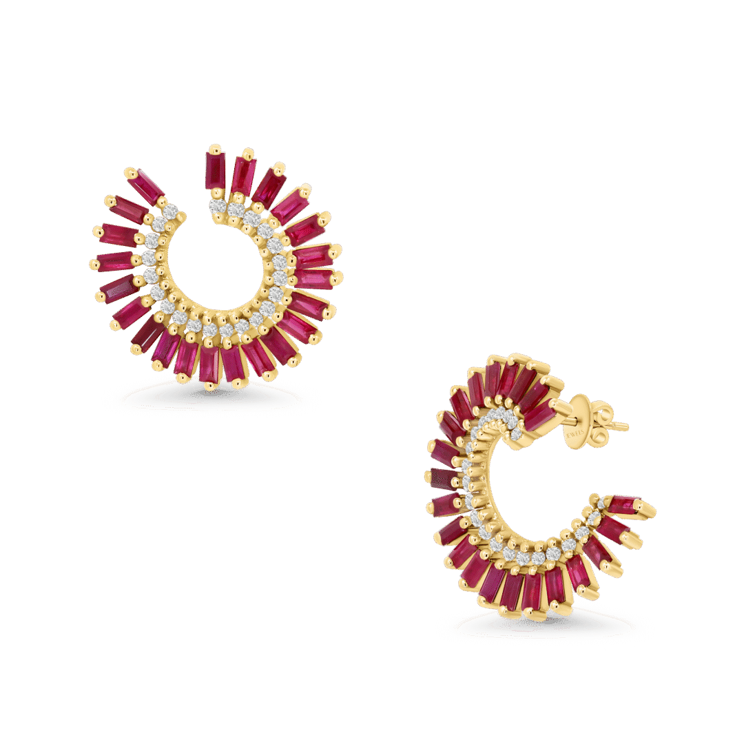 Radiant Crest Ruby & Diamond Earrings
