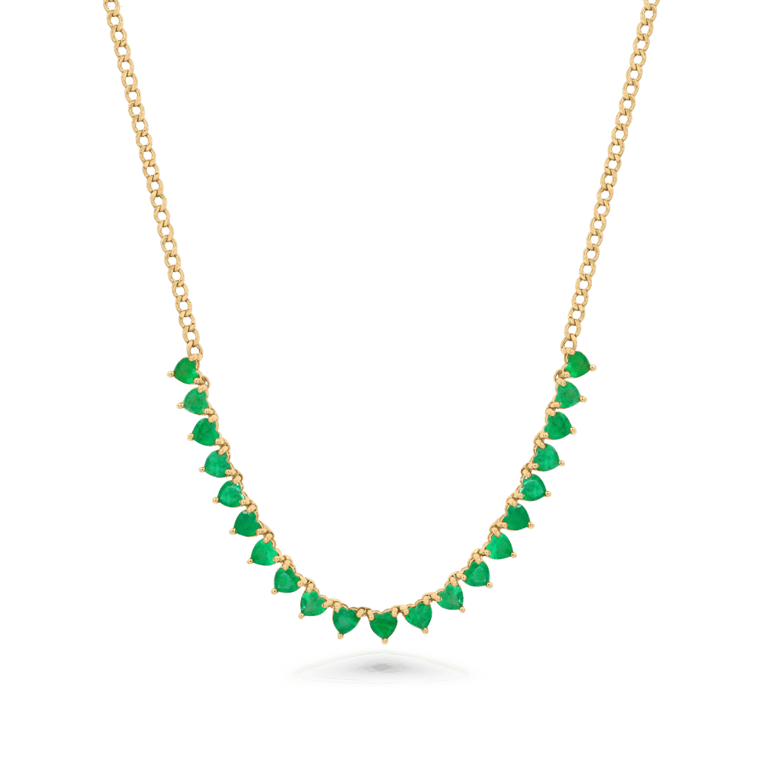 Heart Shapes Emerald Necklace