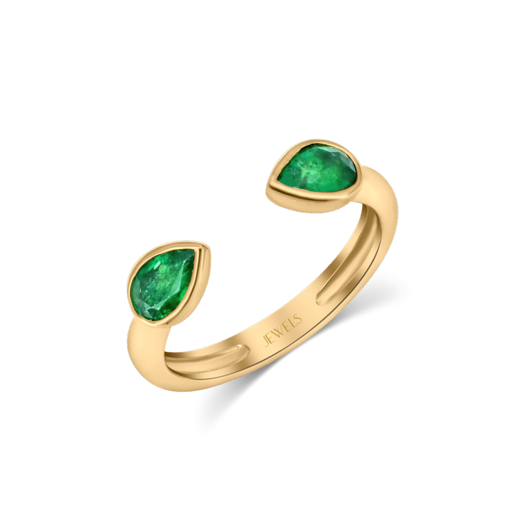 Double Delight Emerald Pear Ring