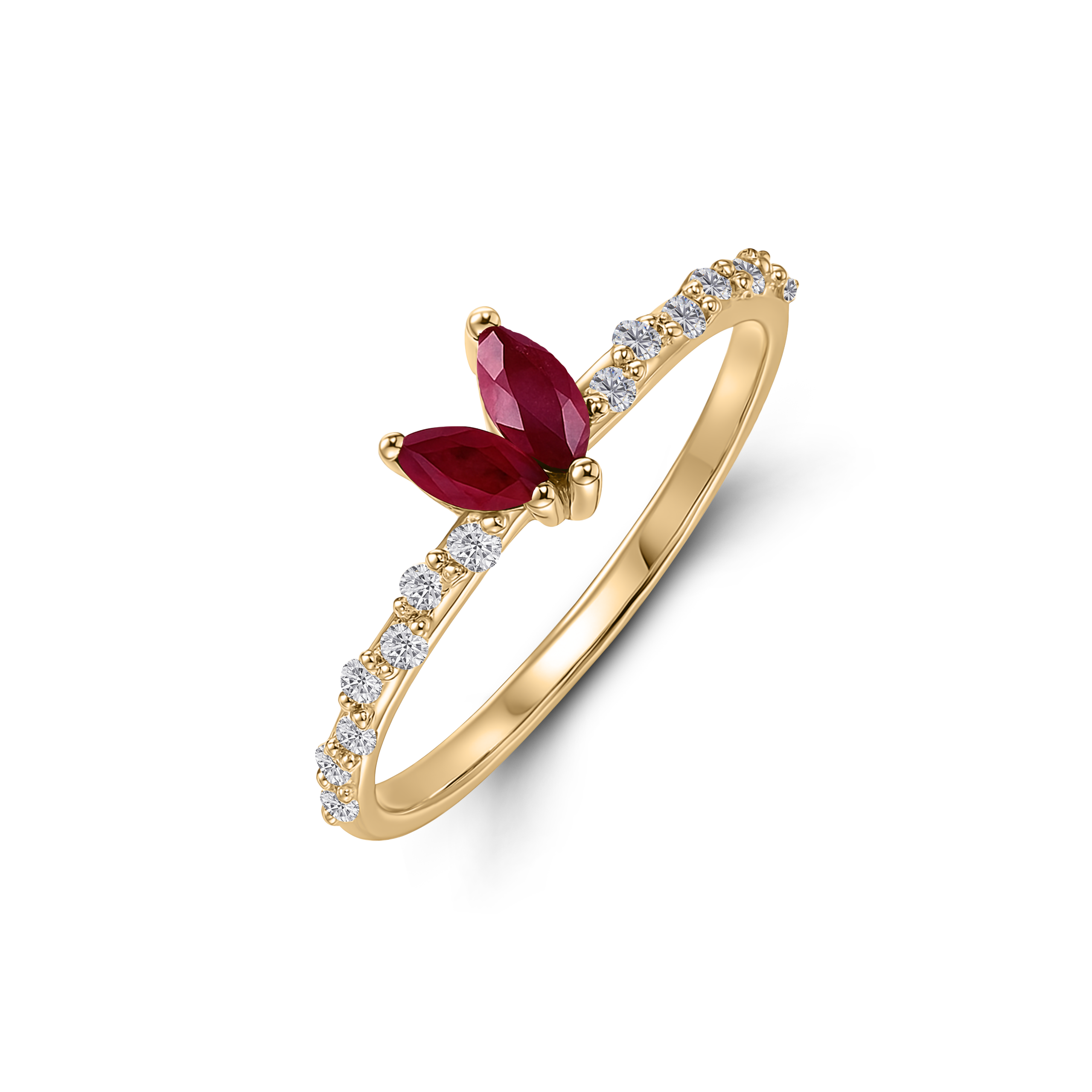 Butterfly Ruby Bloom 18K Gold & Diamond Ring