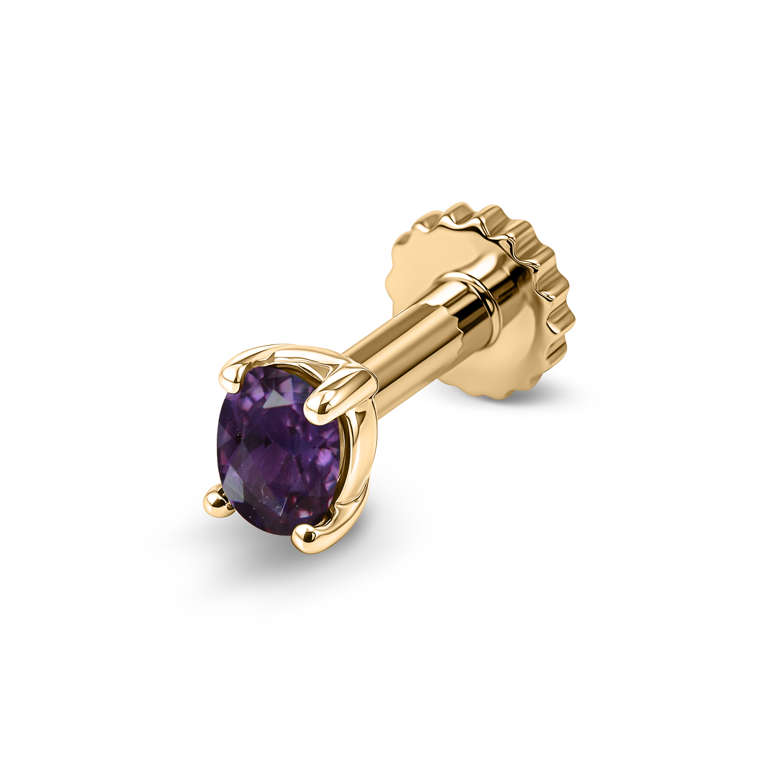 Single Ovel Purple Sapphire Stud Earring
