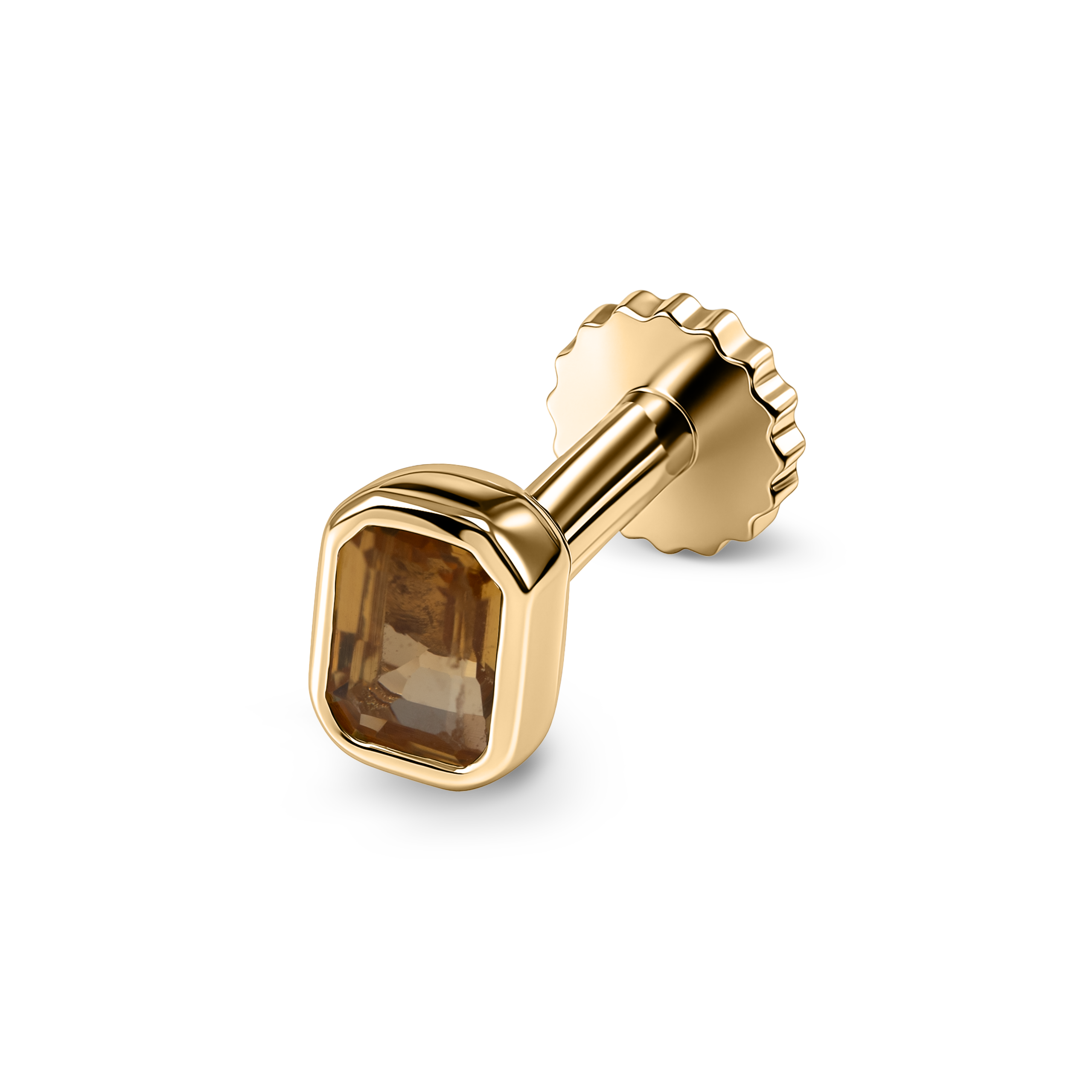 Yellow Sapphire Bezel Stud Earring (Single)